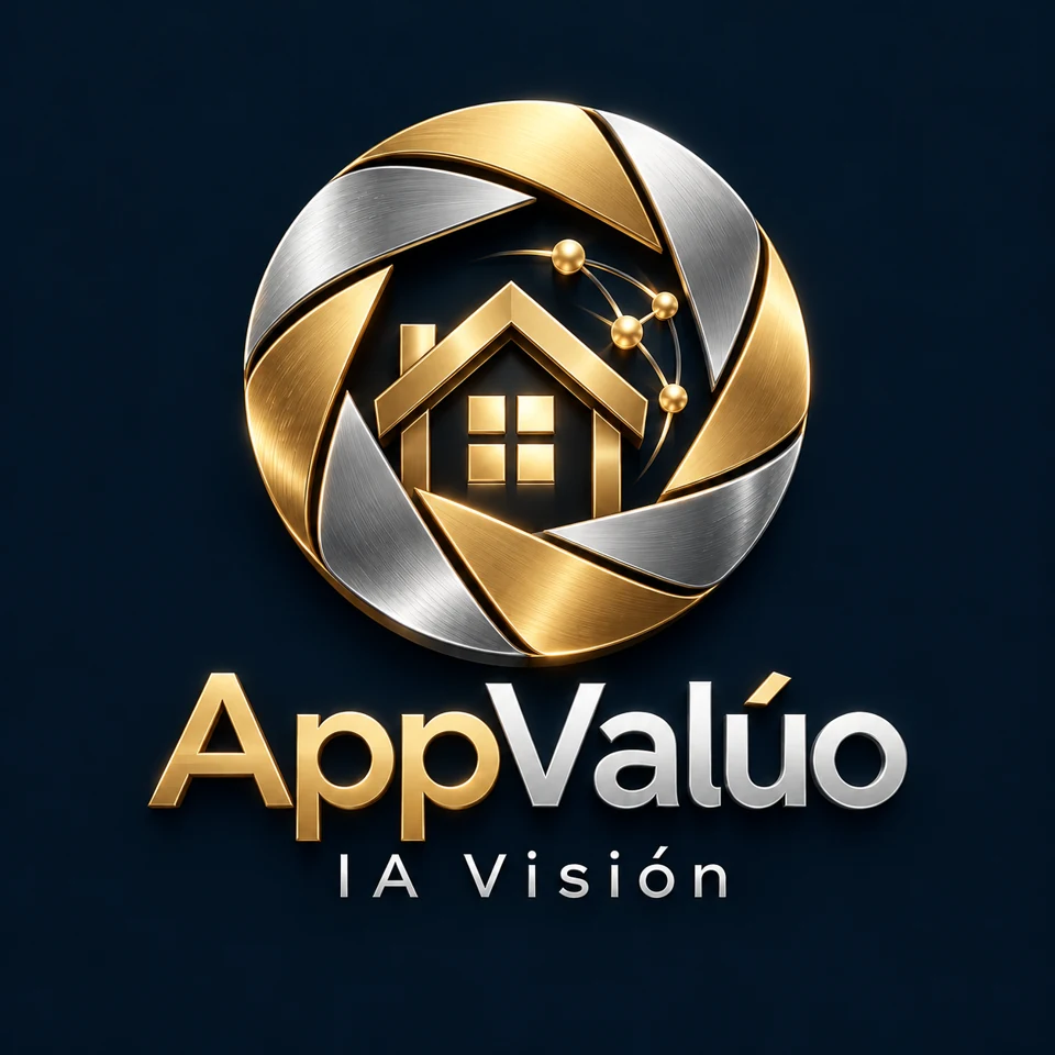 Logo AppValúo IA Visión en dorado y plata