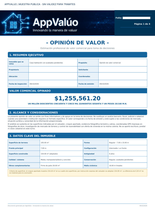 Muestra de opinión de valor